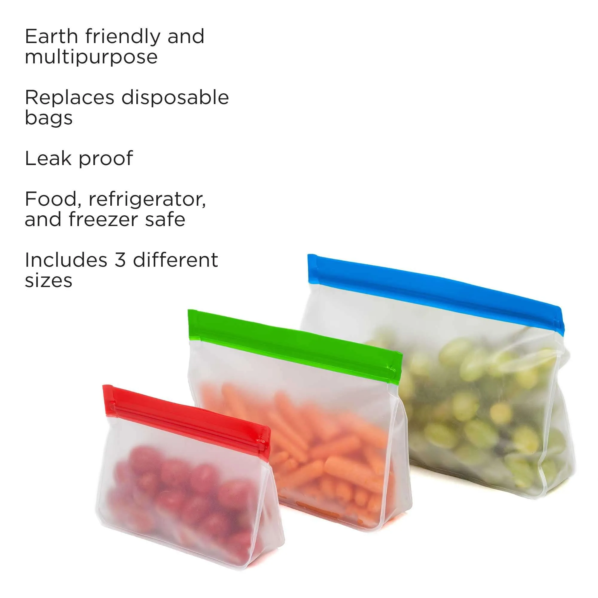 3 Piece Reusable Stand-Up Storage Bag Set - Ecolution