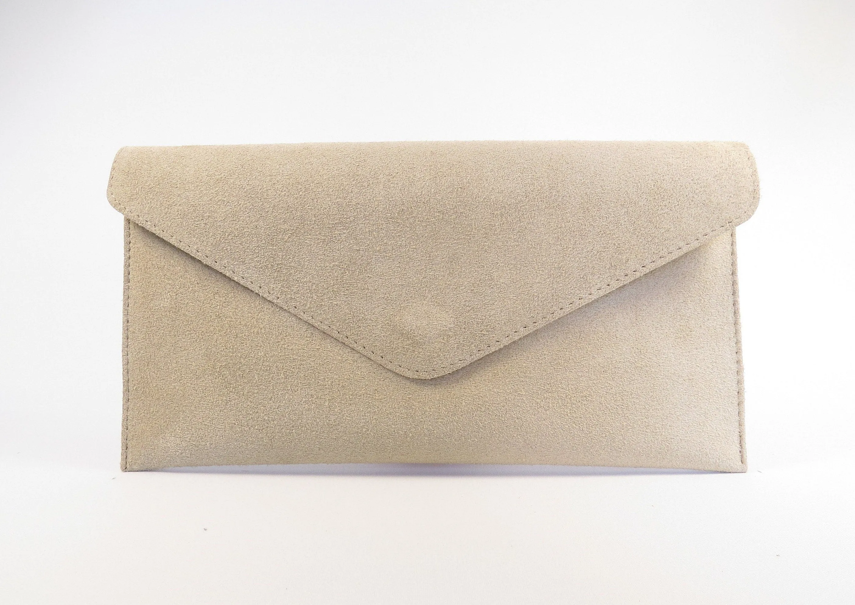 Beige Suede Envelope clutch bag