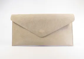 Beige Suede Envelope clutch bag