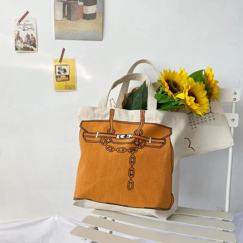 Birkin Bag Drawing Canvas Bag