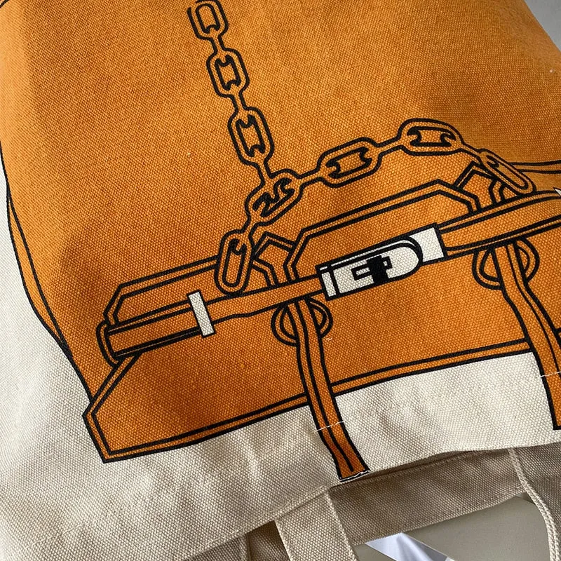 Birkin Bag Drawing Canvas Bag