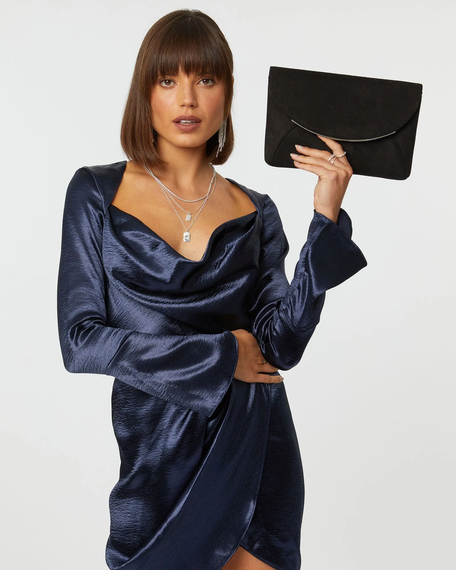 Black Dalila Envelope Clutch Bag