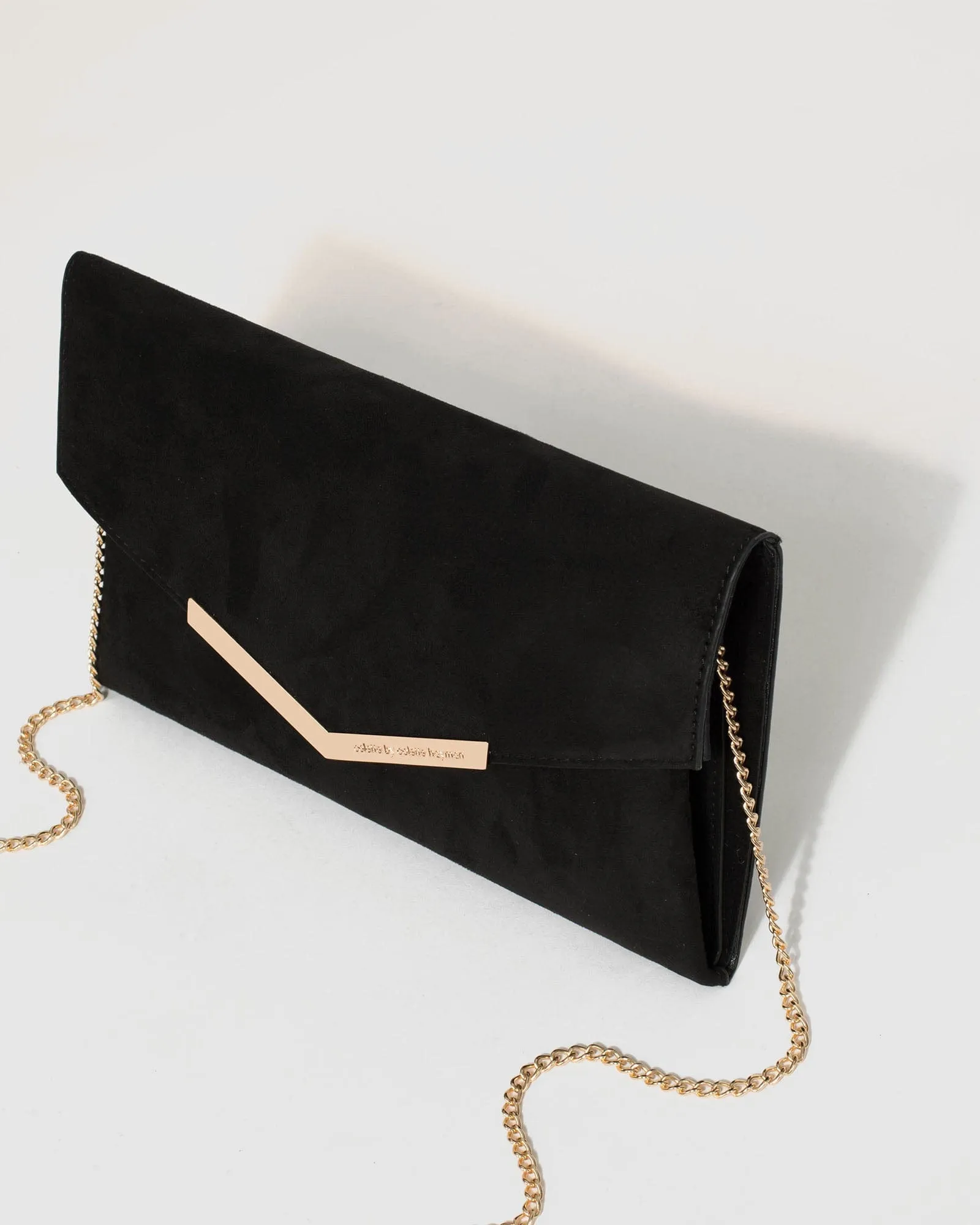 Black Micaela Envelope Clutch Bag