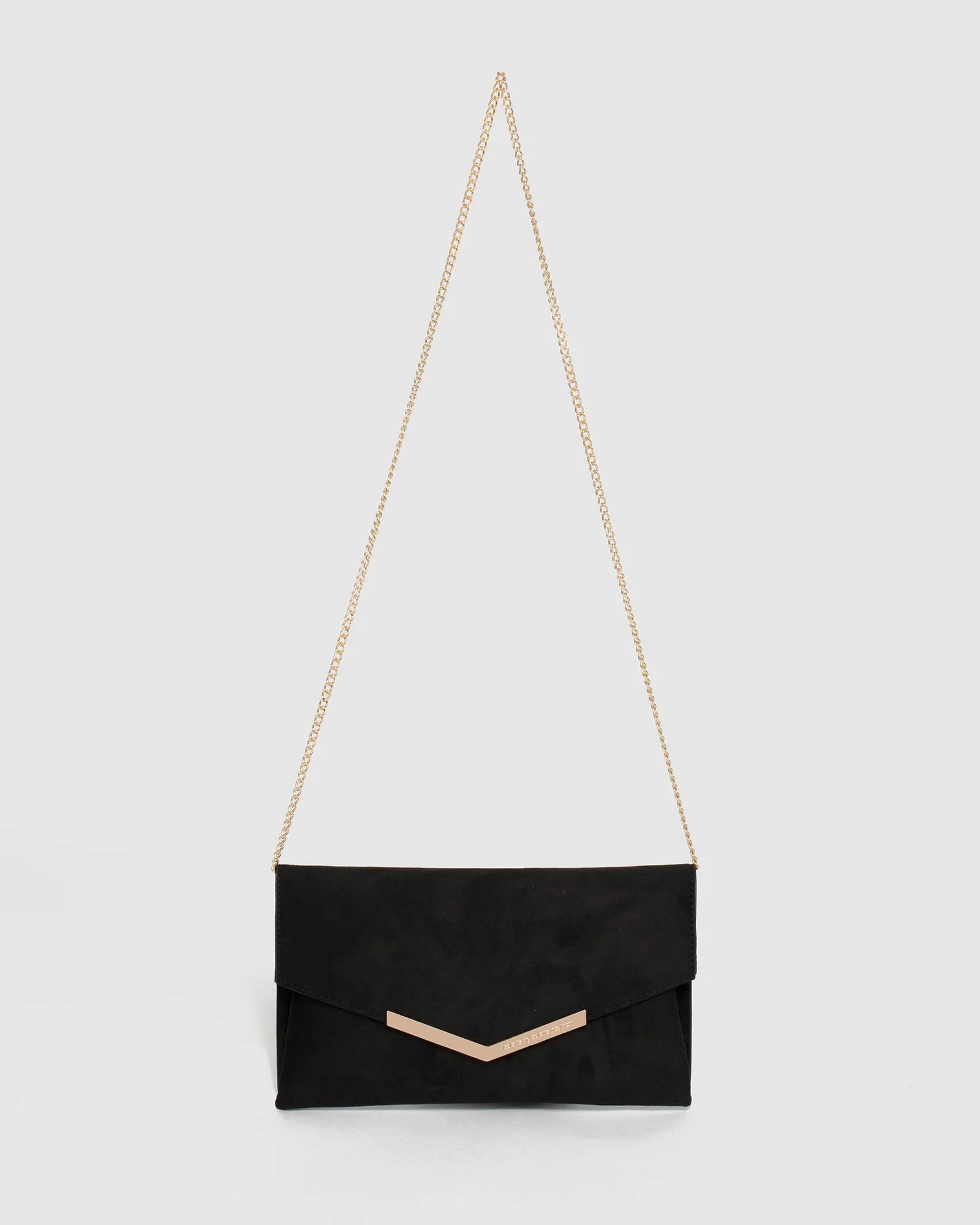 Black Micaela Envelope Clutch Bag