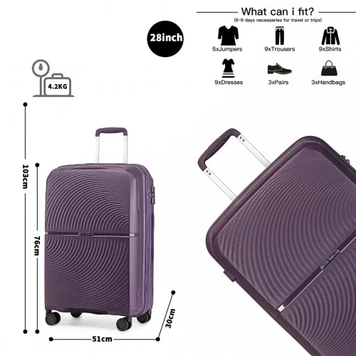 British Traveller 28" Purple Spinner Hard Shell PP Suitcase with TSA Lock