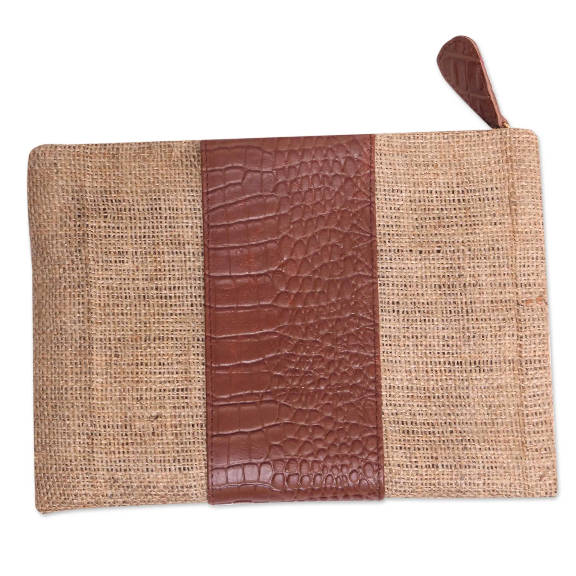 Buaya Java Leather Accent Jute Clutch Crafted in Java