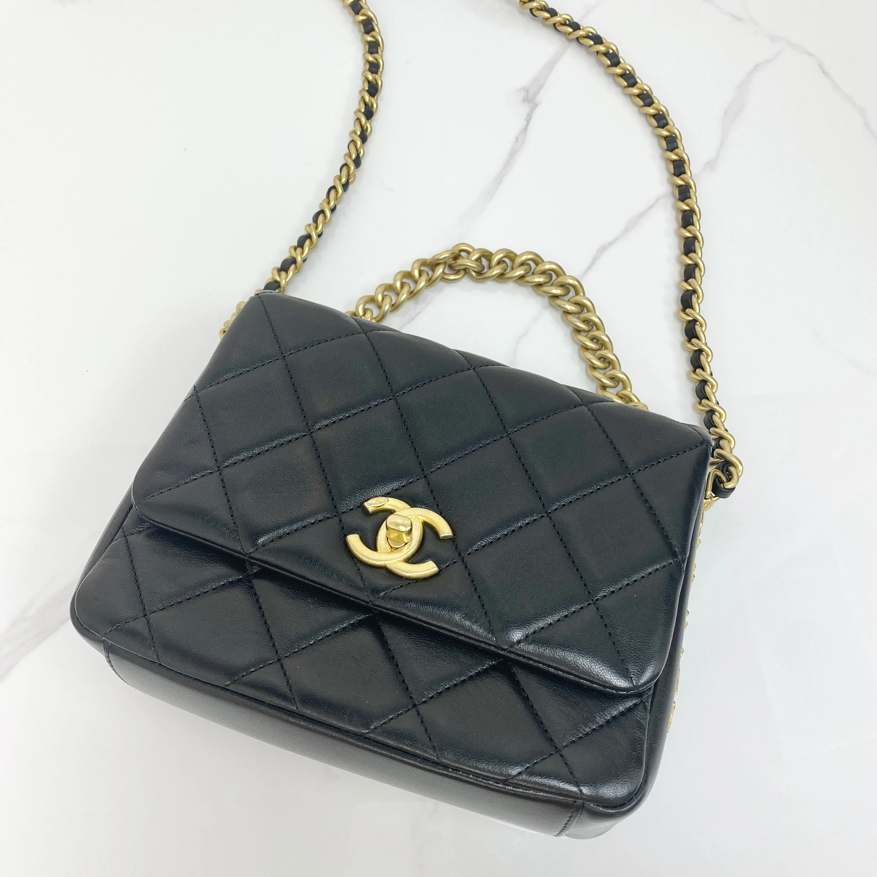 Chanel Quilted Small Side Note Flap Bag