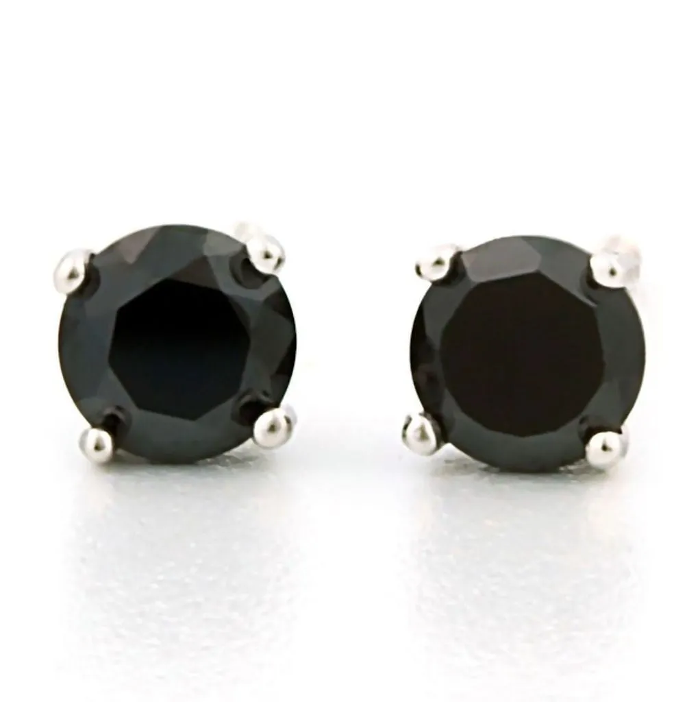 Chris: 4mm, 0.5ct Black Ice Simulated Diamond CZ Screw Back Earrings