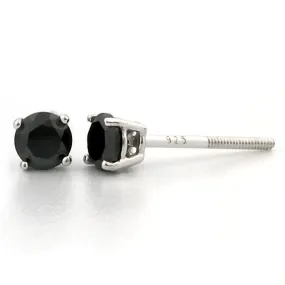 Chris: 4mm, 0.5ct Black Ice Simulated Diamond CZ Screw Back Earrings