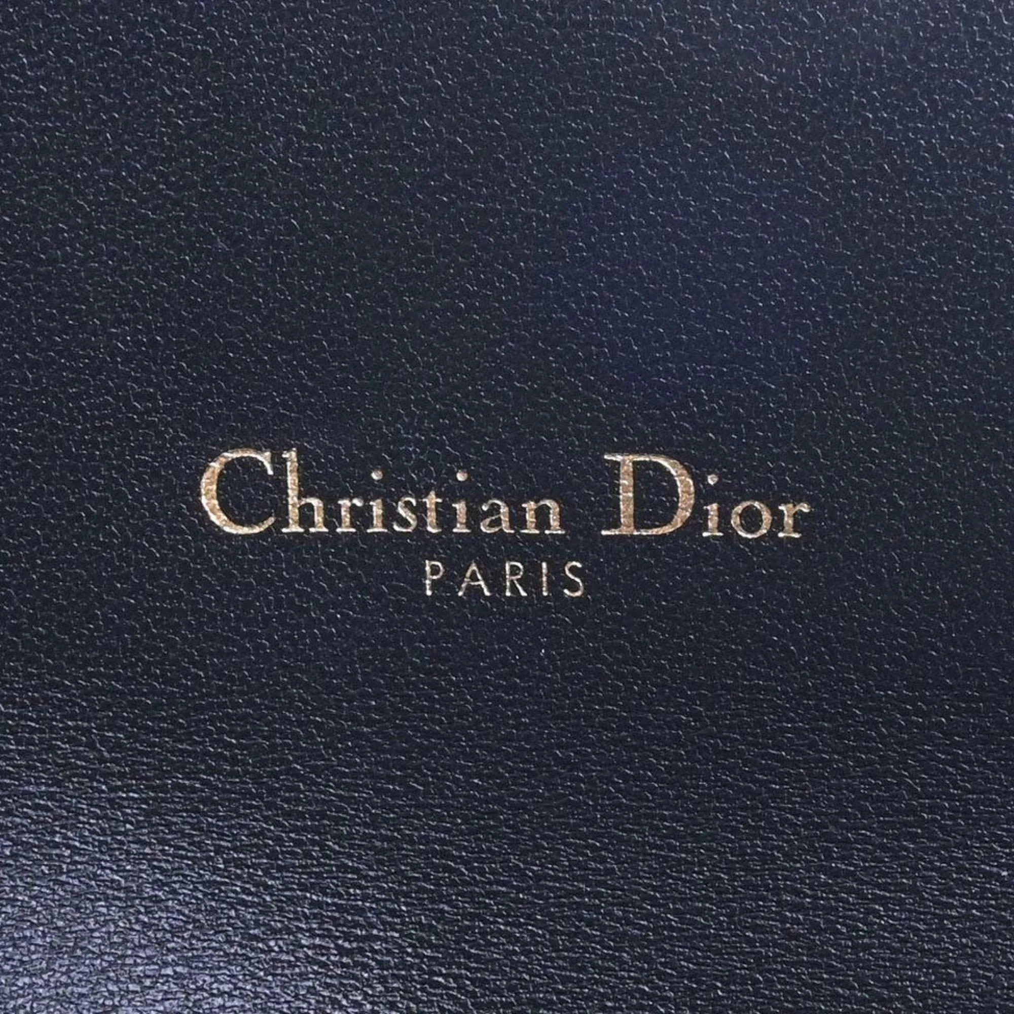 CHRISTIAN DIOR Leather Saddle Chain Shoulder Long Wallet Black Women's