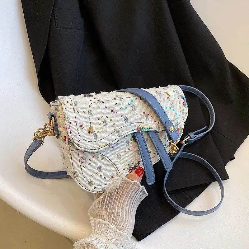 Embroidered Saddle Shoulder Bags