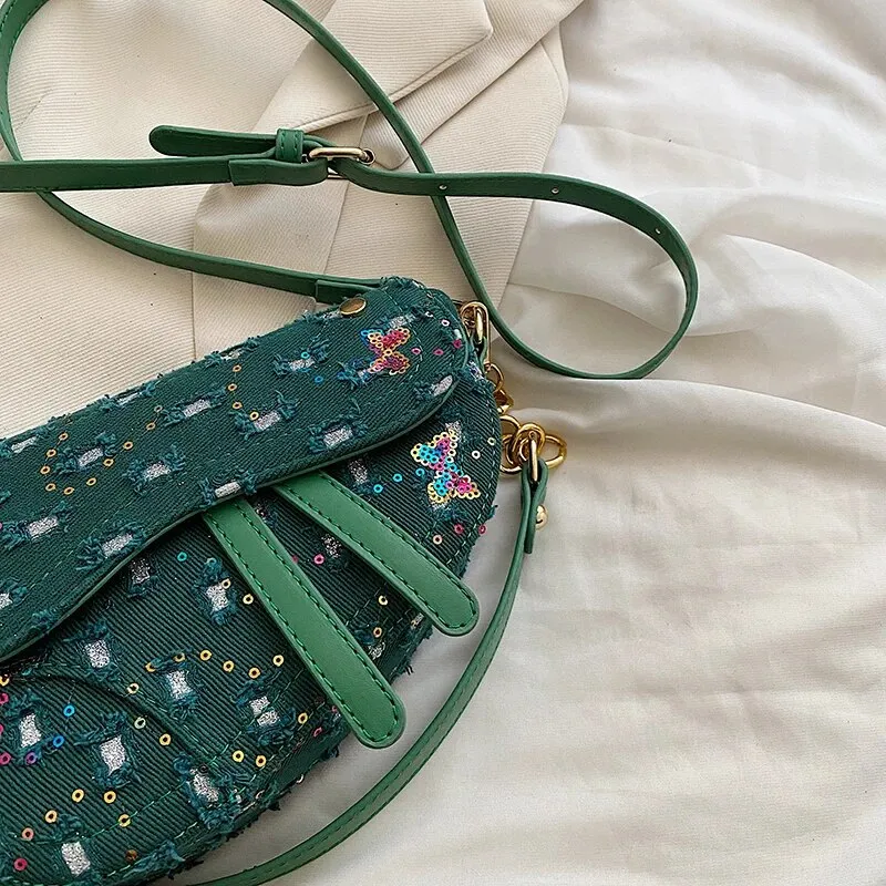 Embroidered Saddle Shoulder Bags