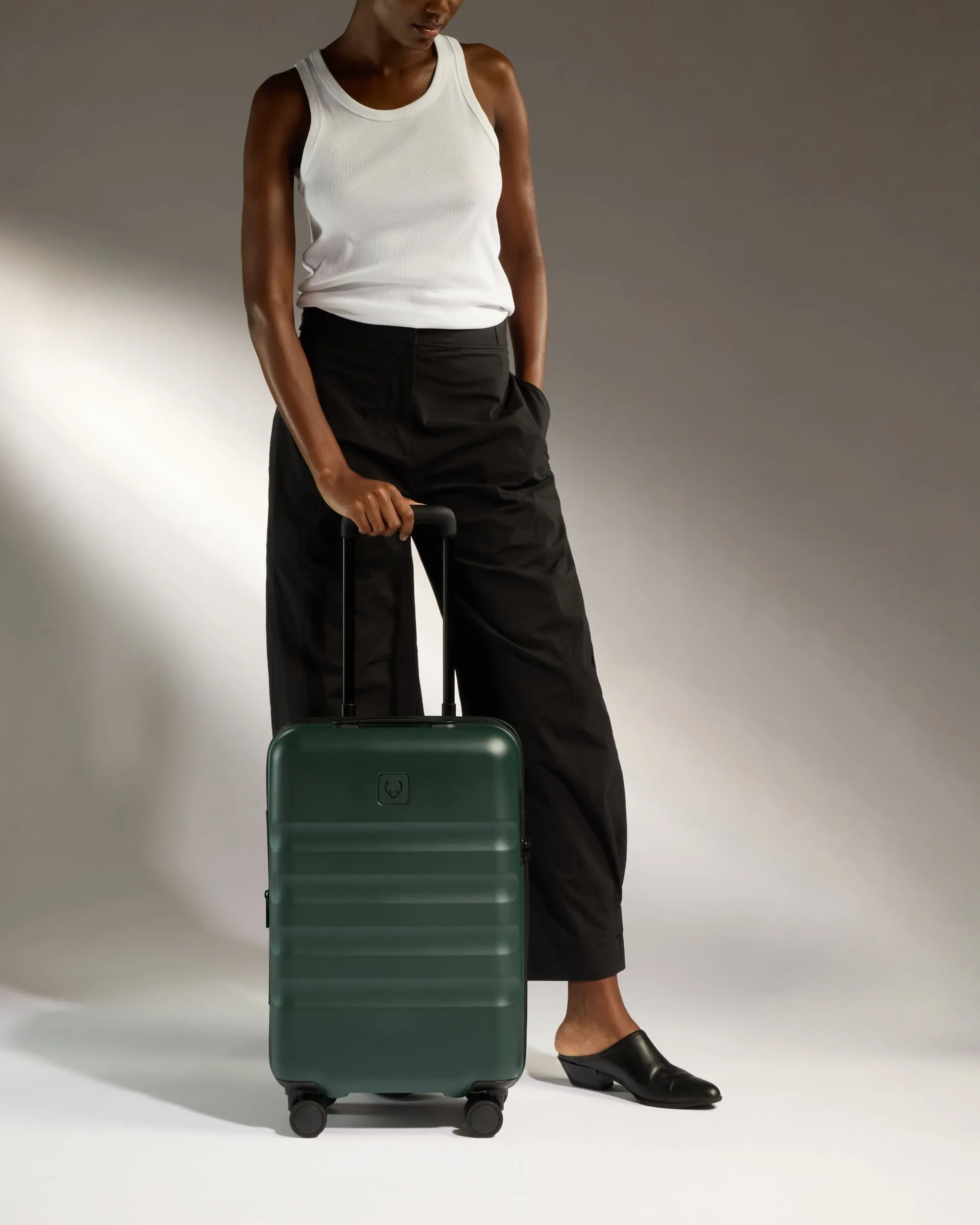 Expandable Cabin Suitcase in Antler Green - Icon Stripe