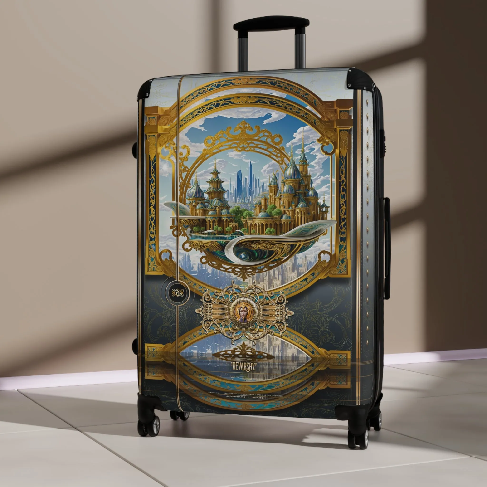 Fantasy Castle Suitcase Baroque Travel Luggage Beautiful Landscape Carry-on Suitcase Premium Hard Shell Suitcase | D20219