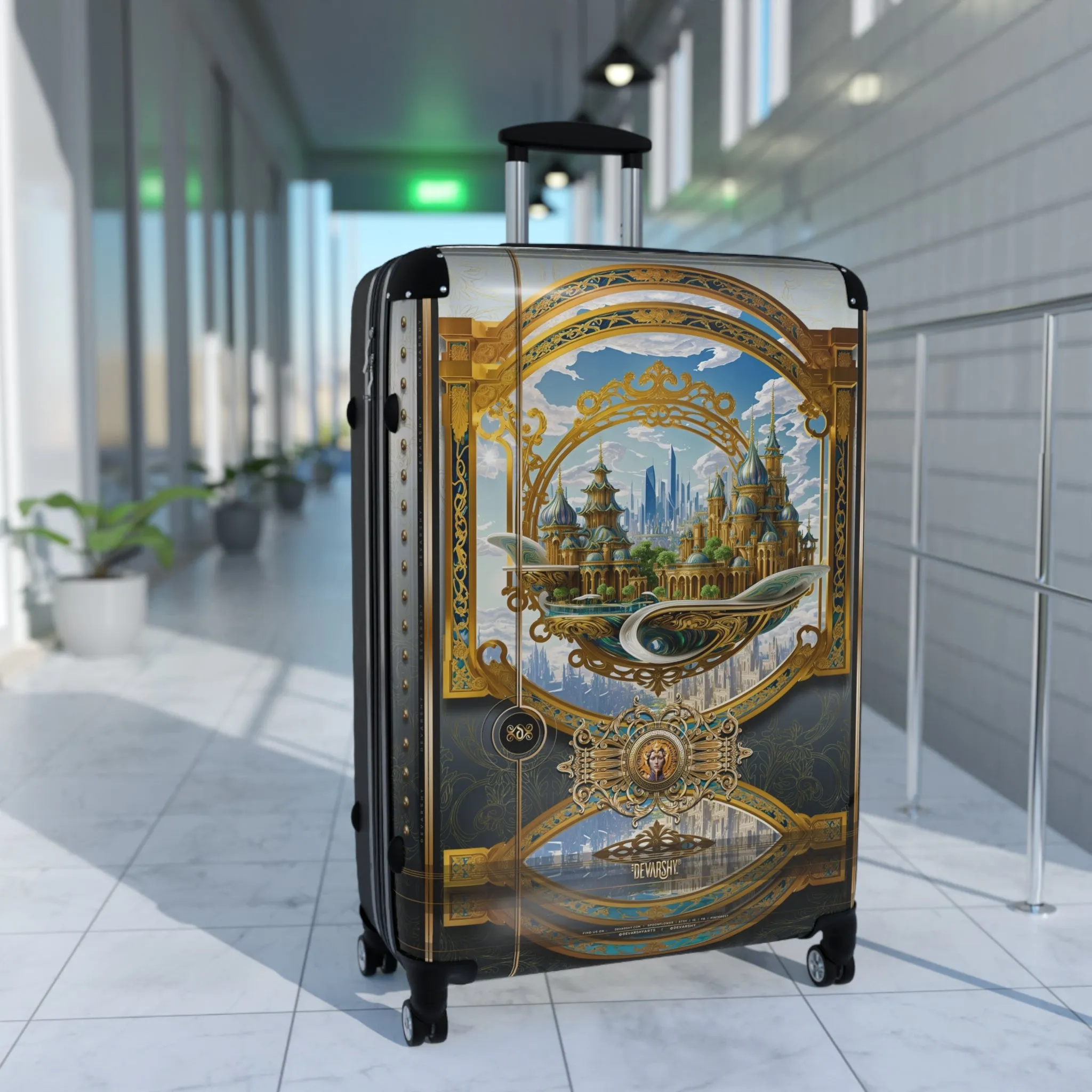 Fantasy Castle Suitcase Baroque Travel Luggage Beautiful Landscape Carry-on Suitcase Premium Hard Shell Suitcase | D20219