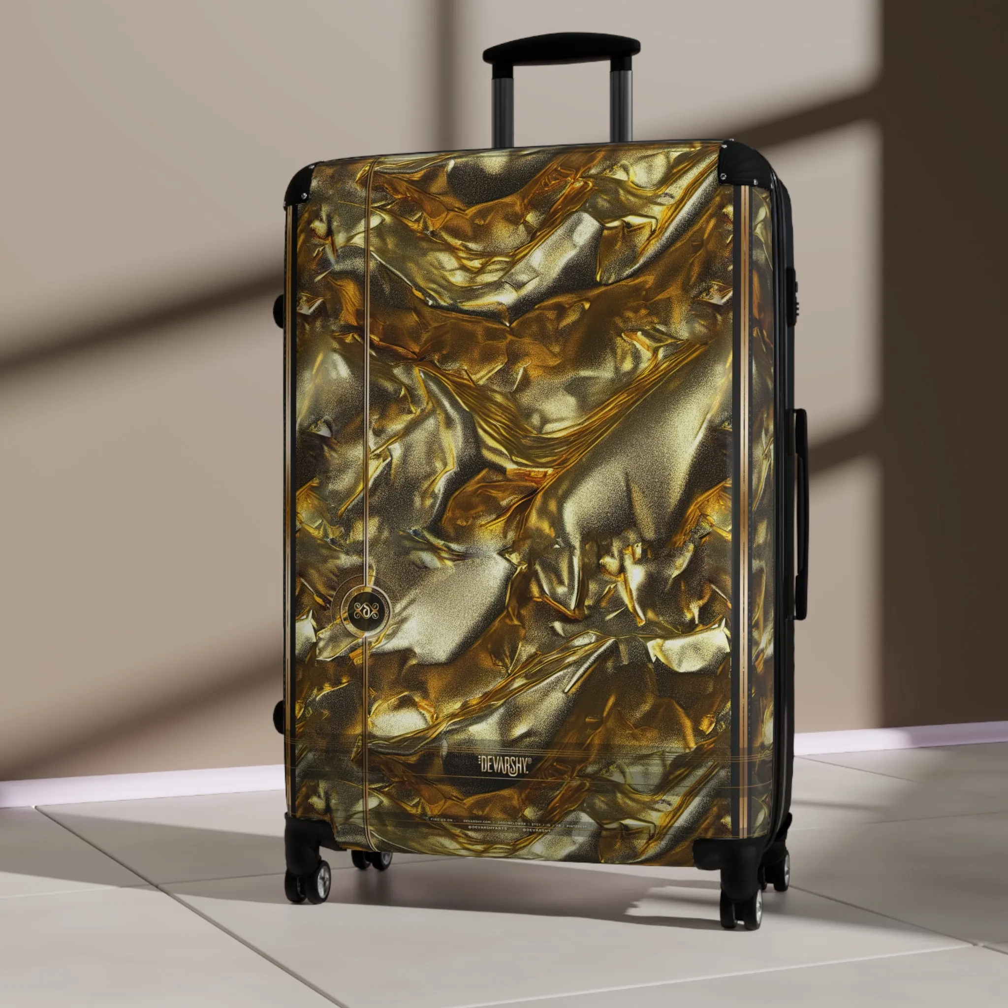 Gold Effect Suitcase Grunge Gold Travel Luggage Luxury Carry-on Suitcase Premium Hard Shell Suitcase | X3337