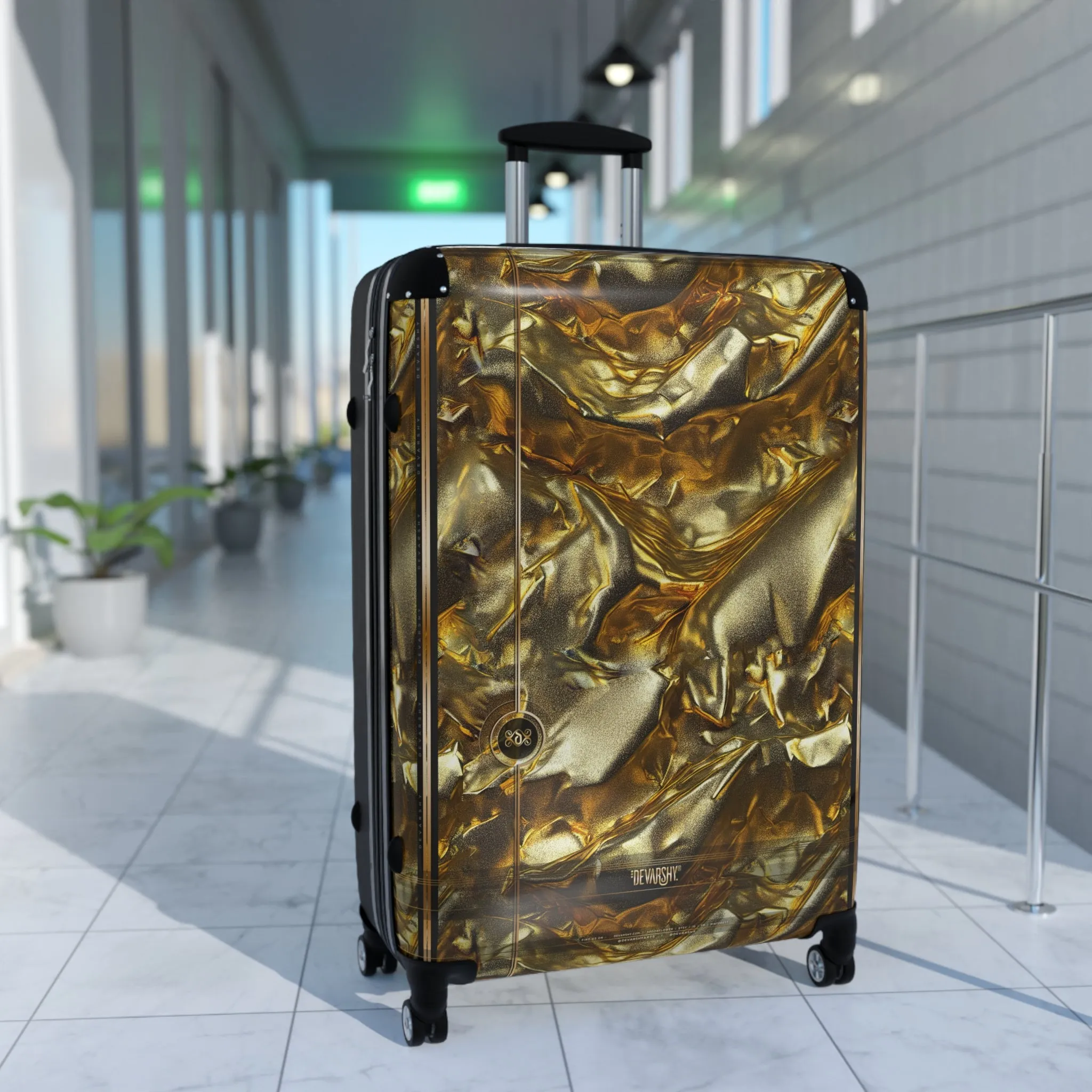 Gold Effect Suitcase Grunge Gold Travel Luggage Luxury Carry-on Suitcase Premium Hard Shell Suitcase | X3337