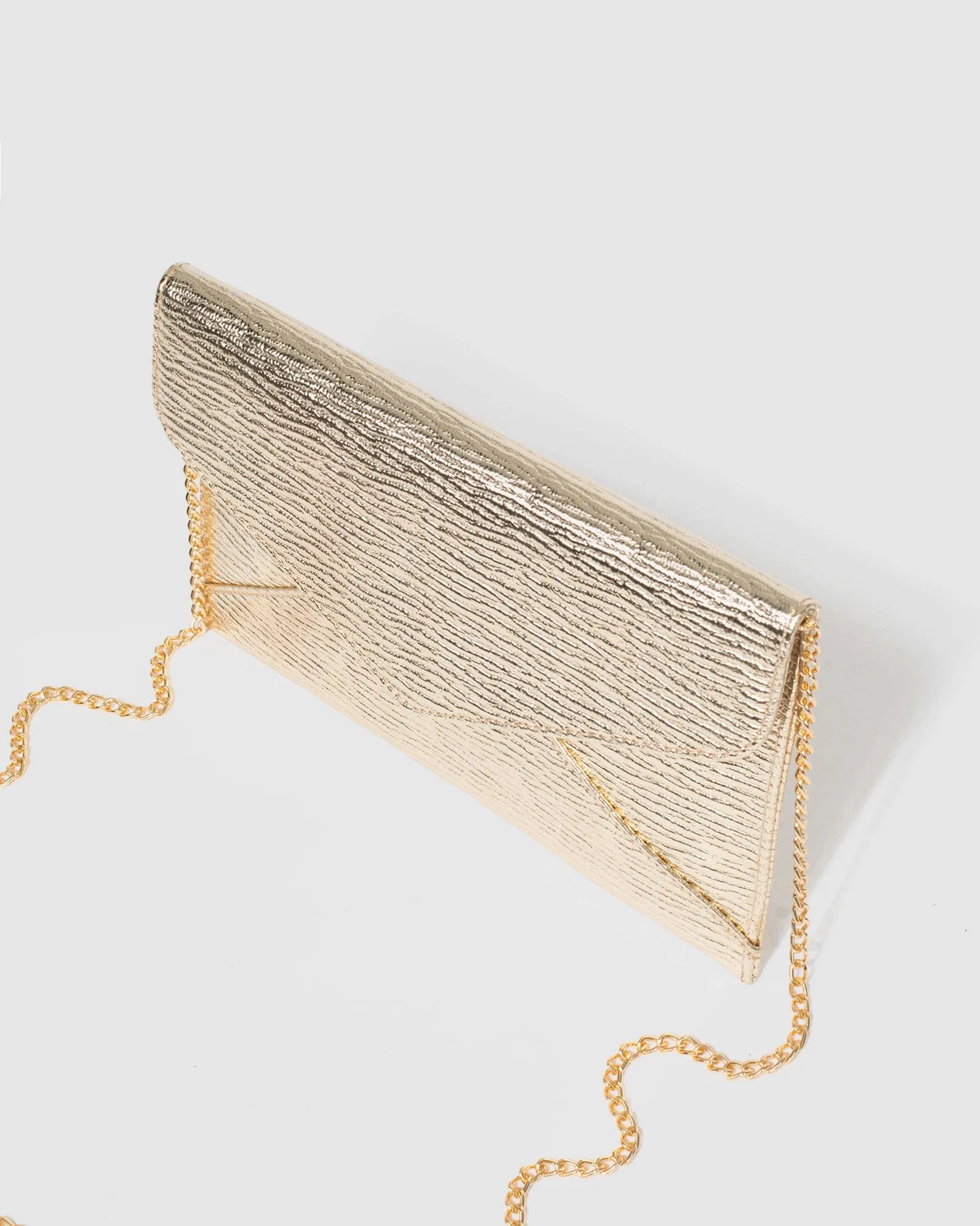 Gold Kelly Envelope Clutch Bag