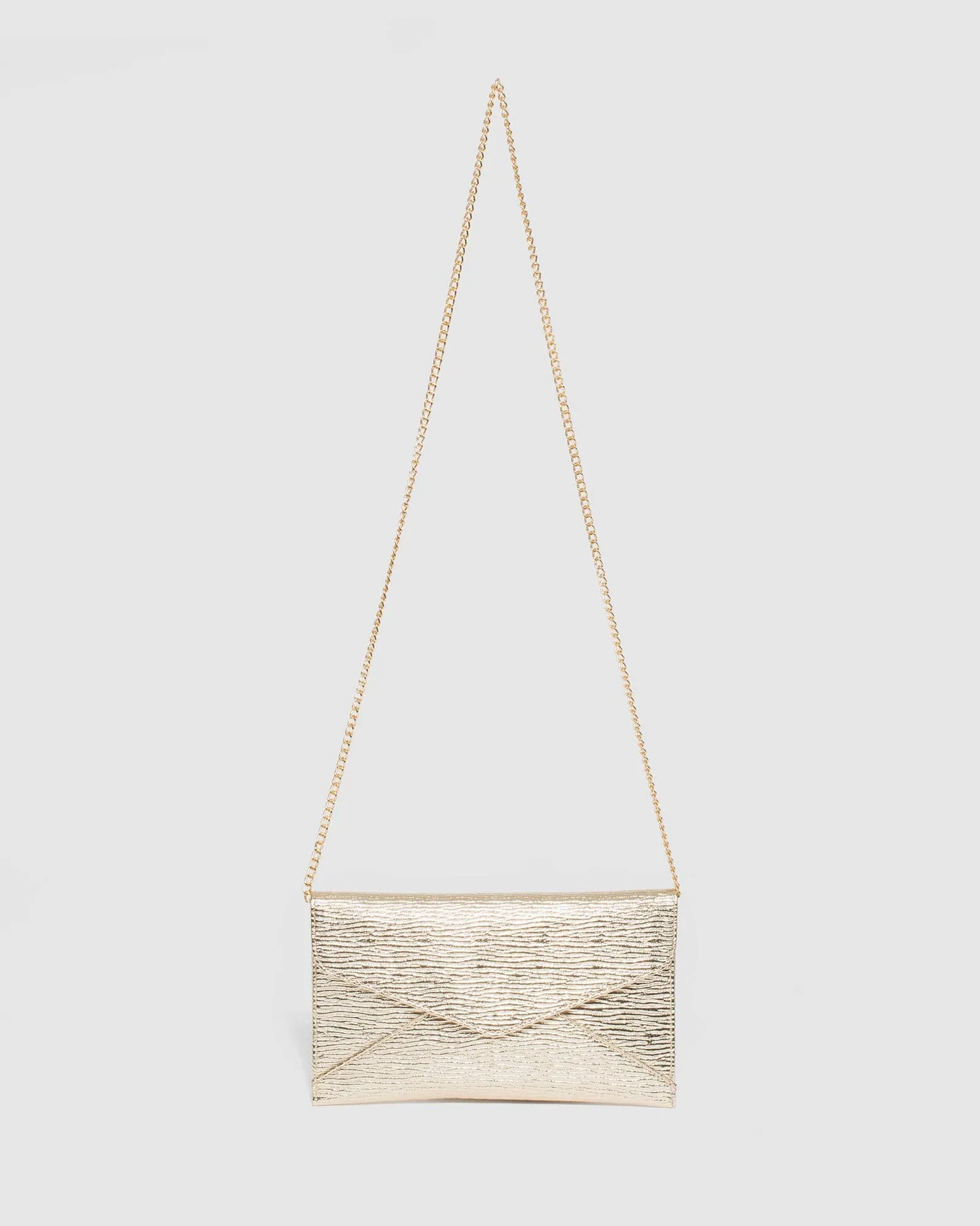 Gold Kelly Envelope Clutch Bag