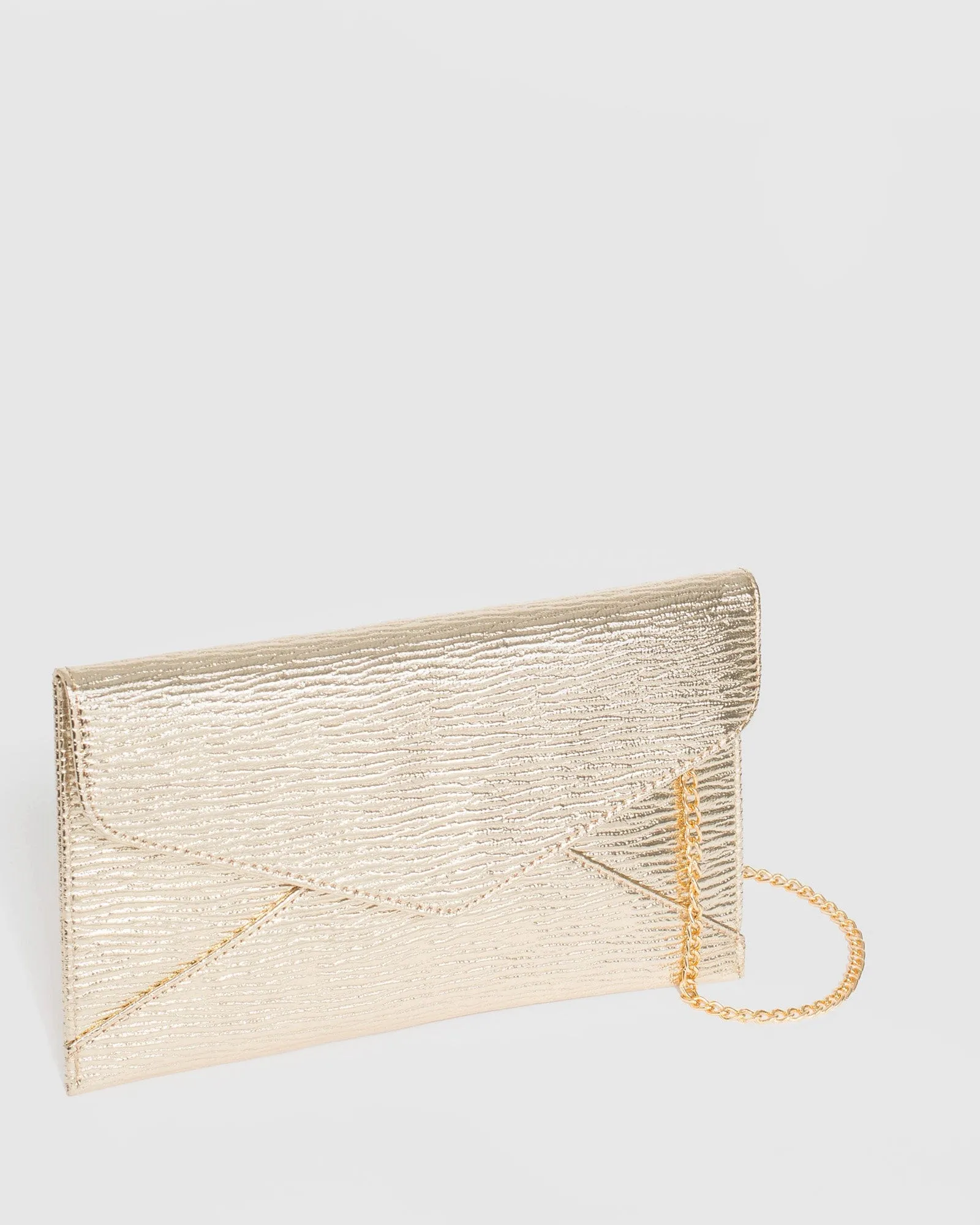 Gold Kelly Envelope Clutch Bag