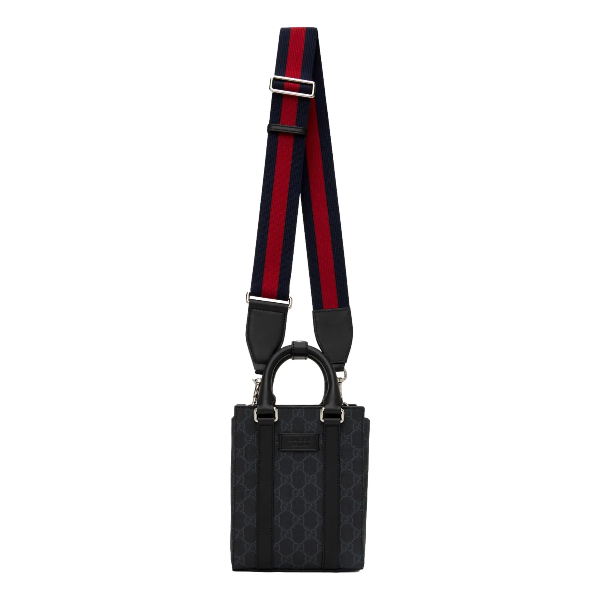 Gucci GG Supreme Monogram Black Web Strap Mini Tote Bag