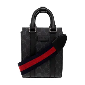 Gucci GG Supreme Monogram Black Web Strap Mini Tote Bag