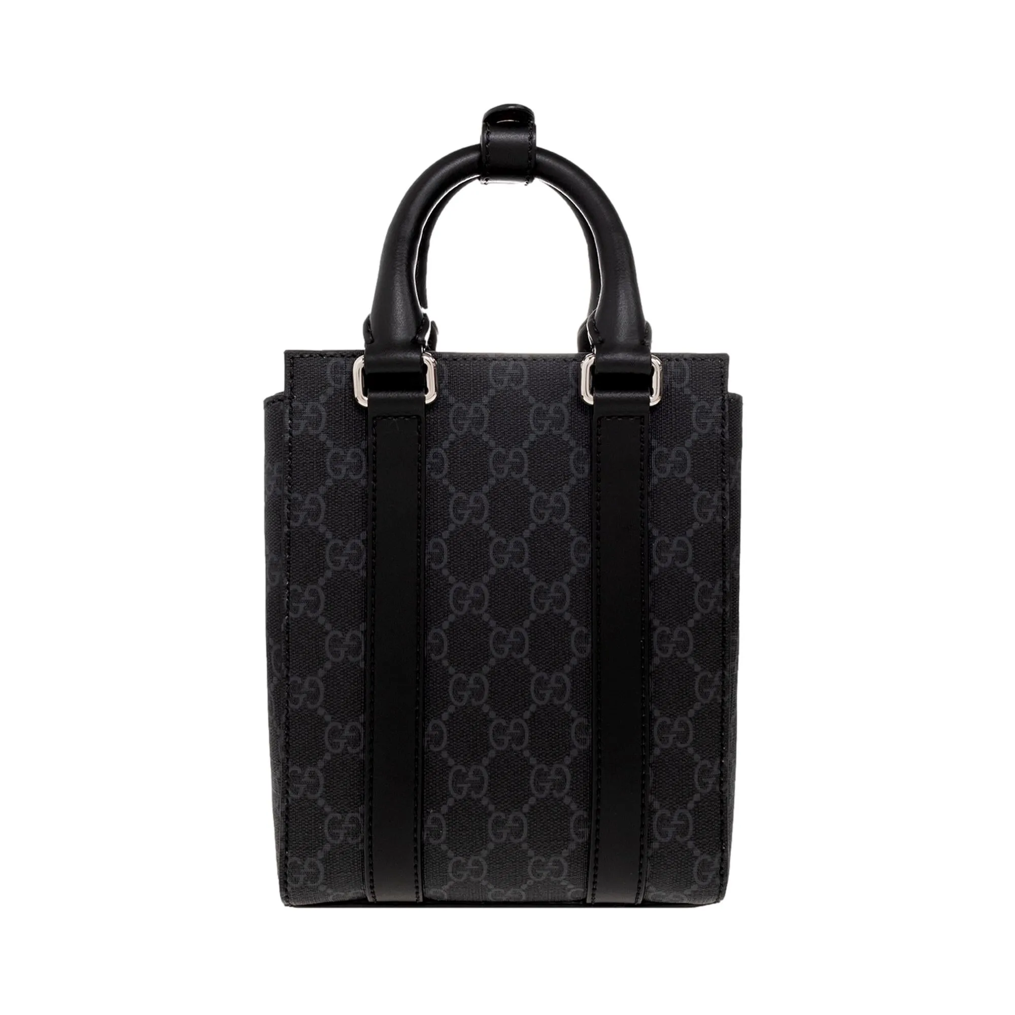 Gucci GG Supreme Monogram Black Web Strap Mini Tote Bag