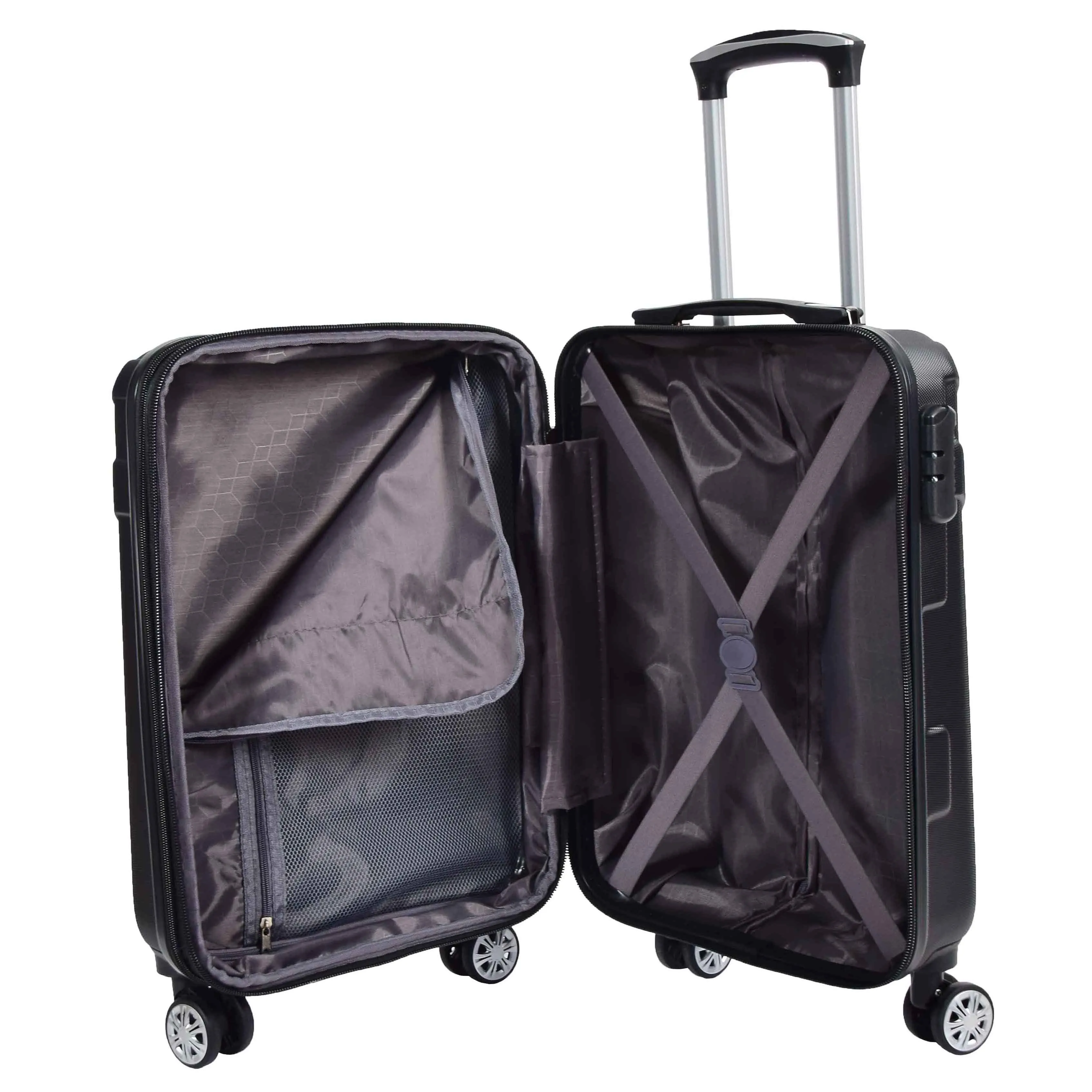 Hard Shell Cabin Bag Expandable 4 Wheeled Spinner Luggage Rio Black