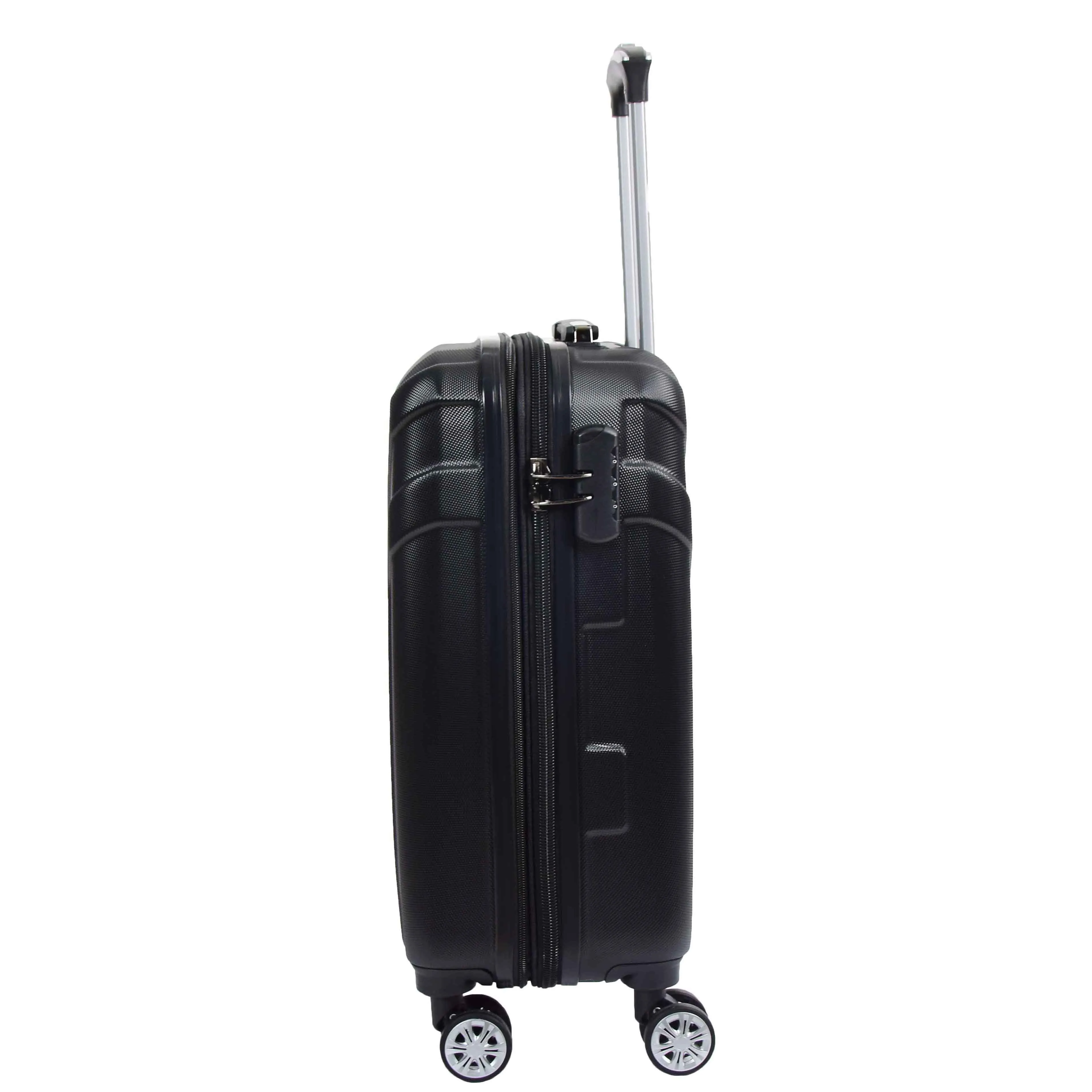 Hard Shell Cabin Bag Expandable 4 Wheeled Spinner Luggage Rio Black