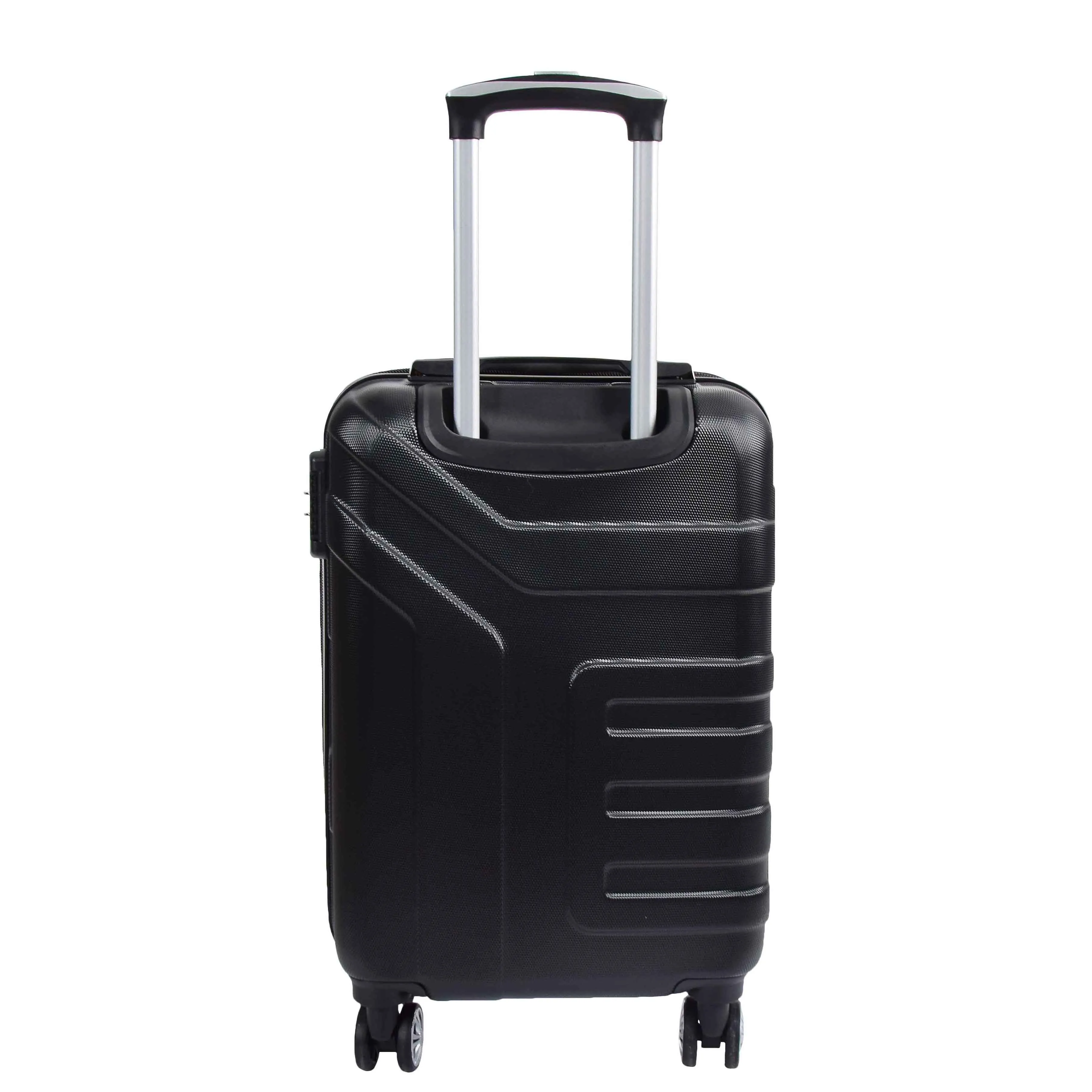 Hard Shell Cabin Bag Expandable 4 Wheeled Spinner Luggage Rio Black