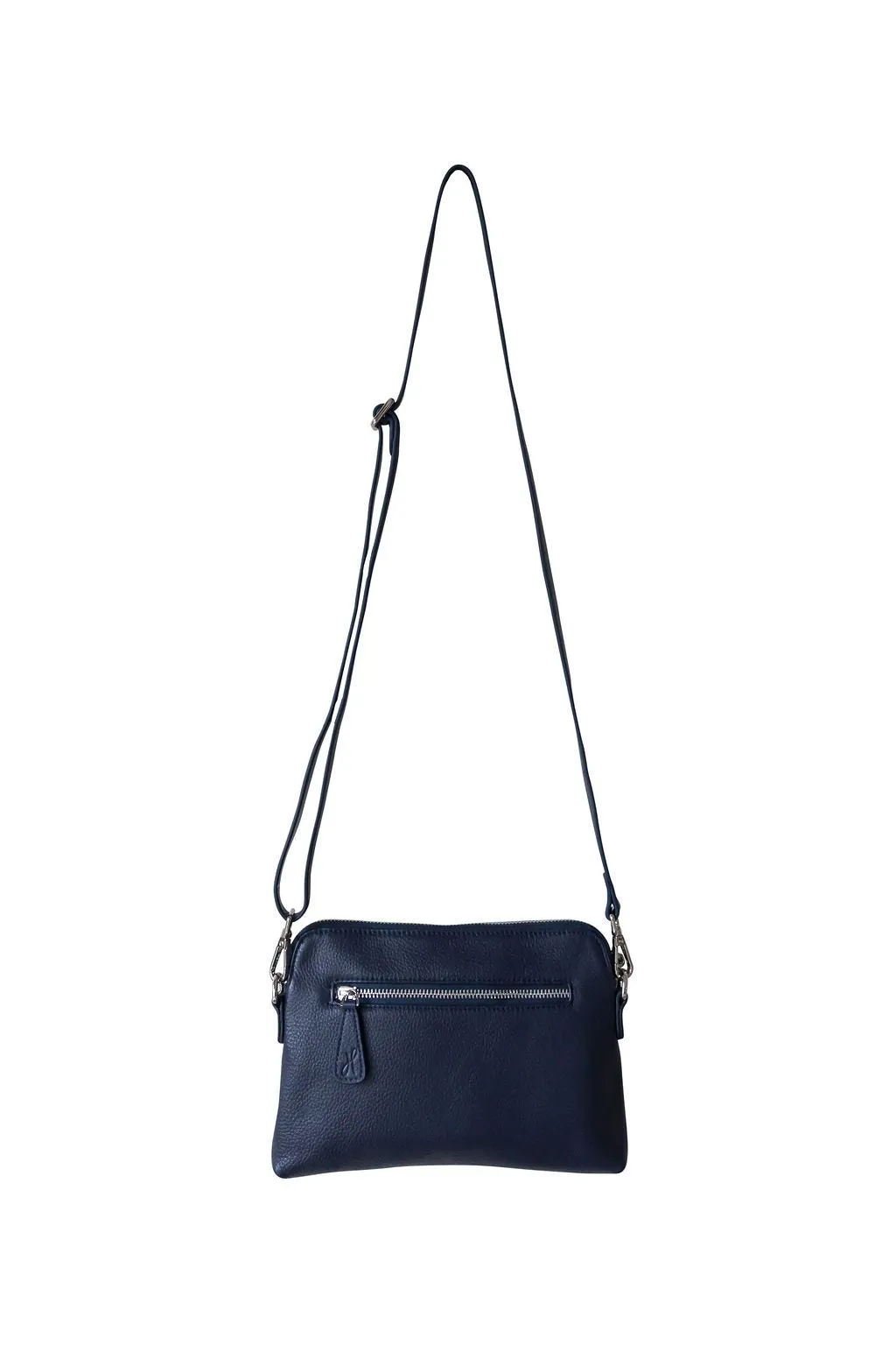 HOOPLA LEATHER MINI CROSSBODY SLOUCH/CLUTCH NAVY