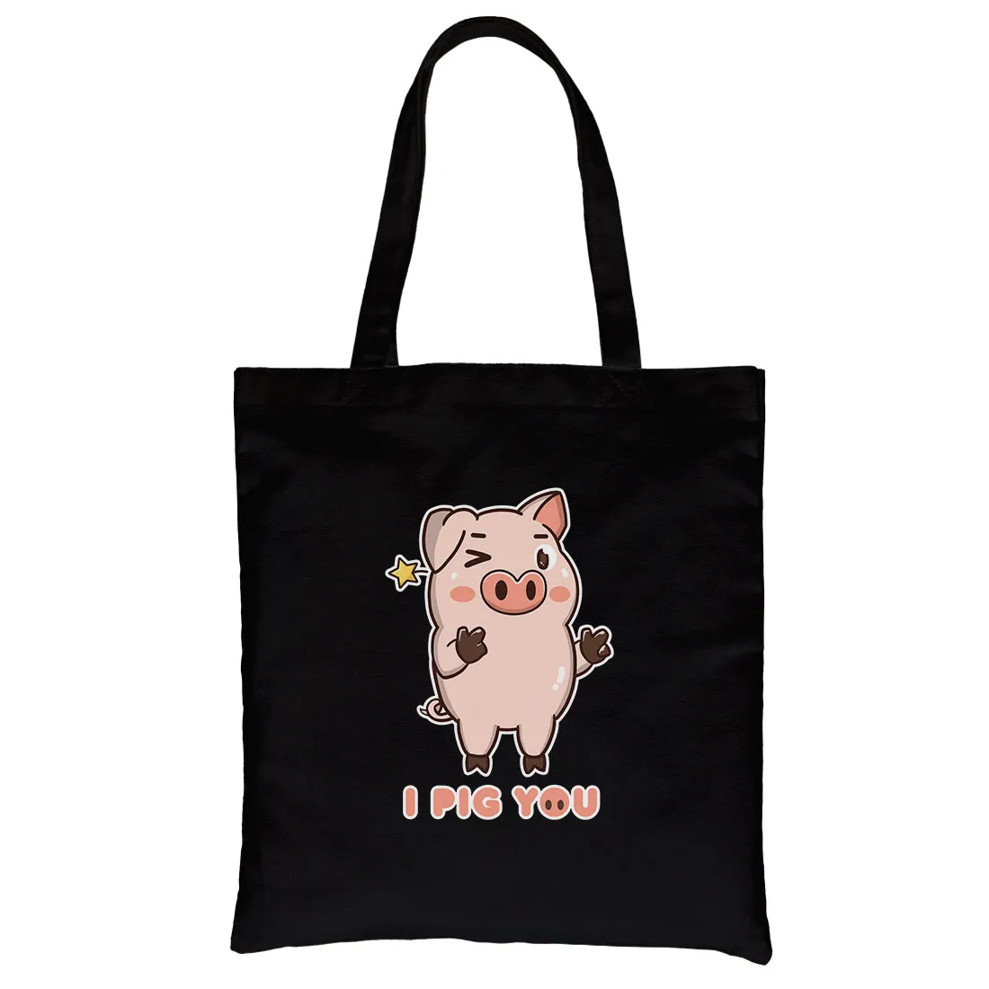 I Pig You Canvas Shoulder Bag Cute Valentine's Day Gift For Her