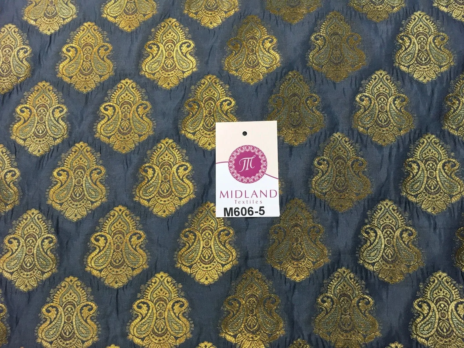 Indian Paisley Ornamental Metallic faux silk banarsi Brocade 44" Wide M606