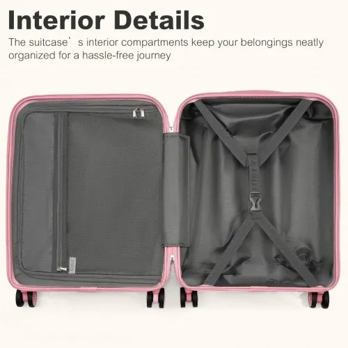 Kono 20 Inch Lightweight Hard Shell Cabin Carry-On Suitcase with TSA Lock - Stylish Pink Luggage