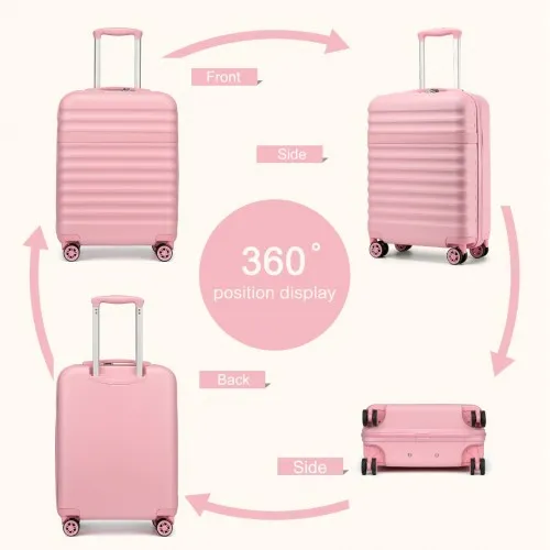 Kono 20 Inch Lightweight Hard Shell Cabin Carry-On Suitcase with TSA Lock - Stylish Pink Luggage