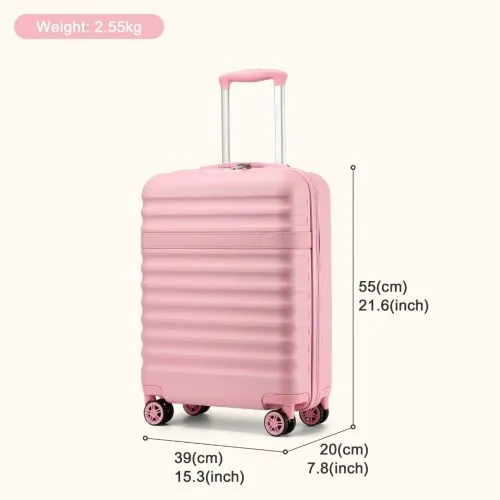 Kono 20 Inch Lightweight Hard Shell Cabin Carry-On Suitcase with TSA Lock - Stylish Pink Luggage