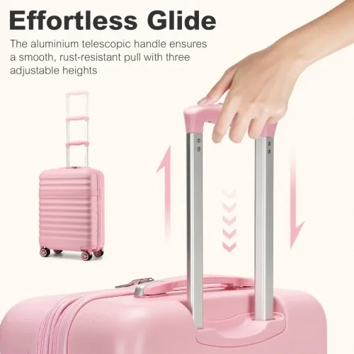 Kono 20 Inch Lightweight Hard Shell Cabin Carry-On Suitcase with TSA Lock - Stylish Pink Luggage