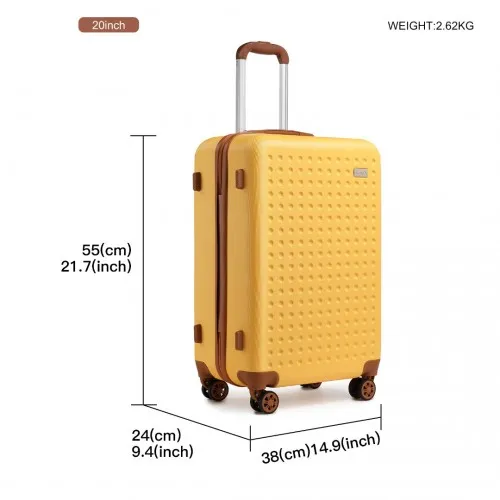 Kono 20 Inch Yellow Cabin Size Hard Shell Suitcase with TSA Lock | Lightweight & Durable Luggage