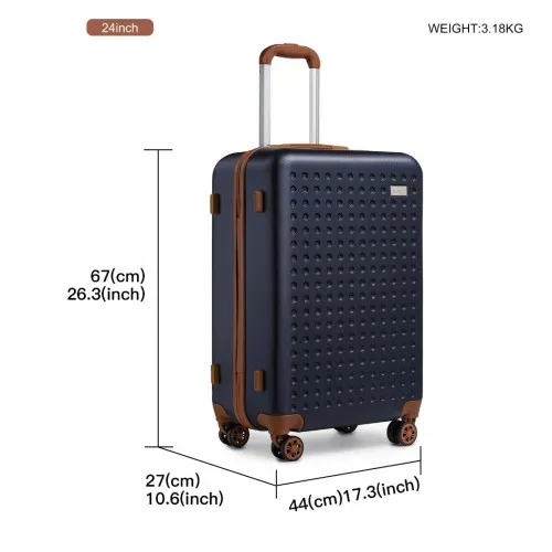 Kono 24 Inch Hard Shell ABS Suitcase with TSA Lock - Navy | Durable & Stylish Travel Companion