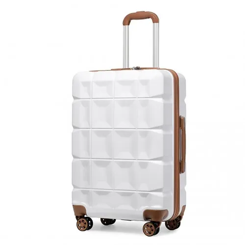 Kono 24 Inch Lightweight Hard Shell ABS Suitcase with TSA Lock - White | Durable and Stylish Travel Luggage