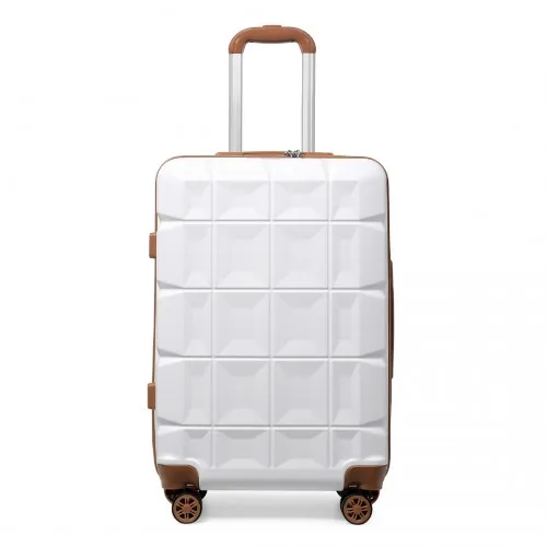 Kono 24 Inch Lightweight Hard Shell ABS Suitcase with TSA Lock - White | Durable and Stylish Travel Luggage