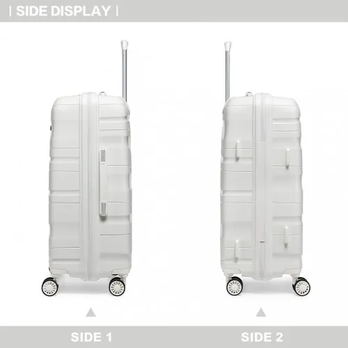 Kono 28 Inch Lightweight Polypropylene Hard Shell Suitcase with TSA Lock - Cream White