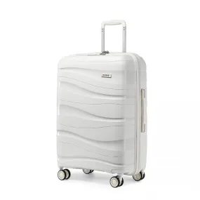 Kono 28 Inch Lightweight Polypropylene Hard Shell Suitcase with TSA Lock - Cream White