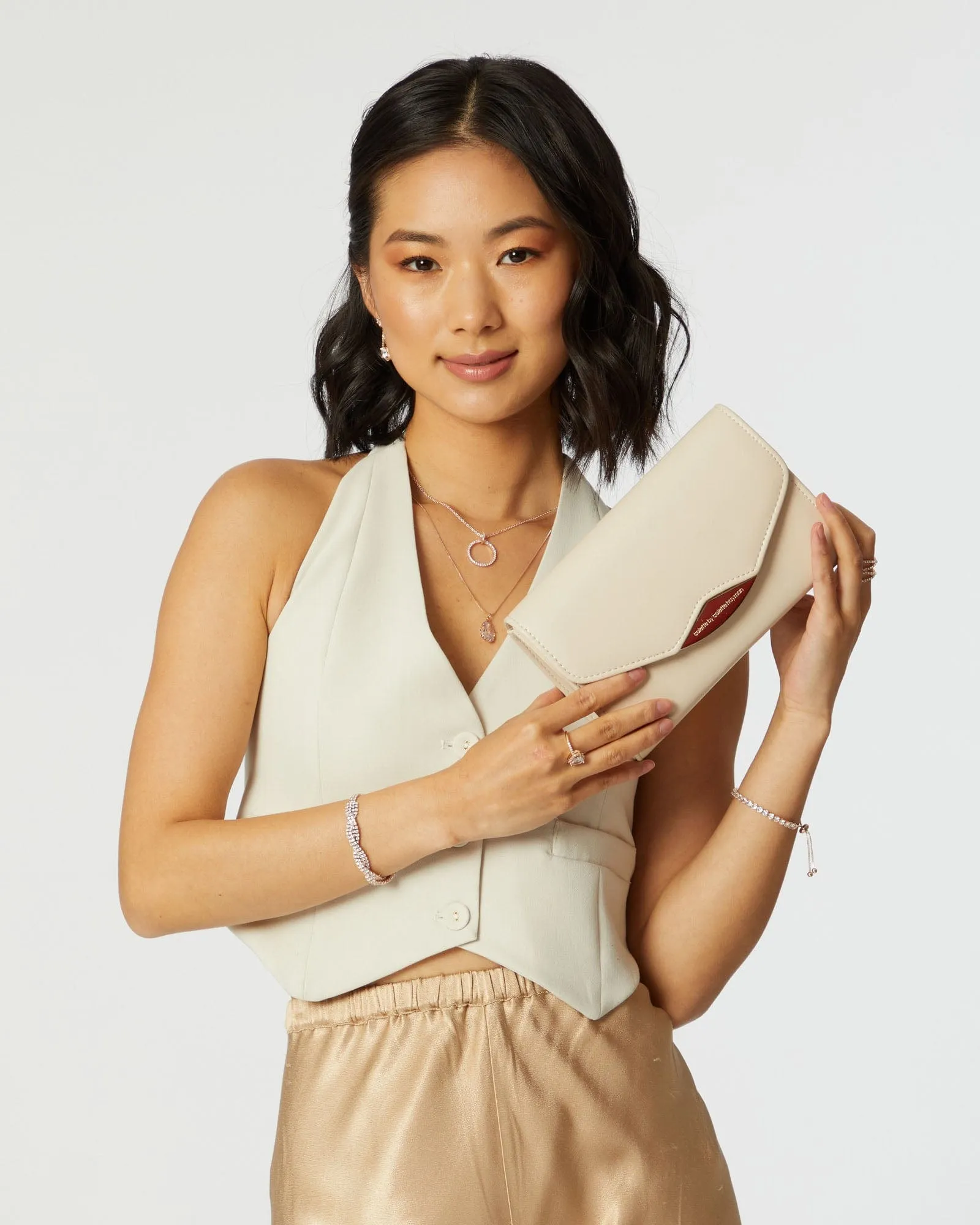 Madi Envelope Ivory Clutch Bag