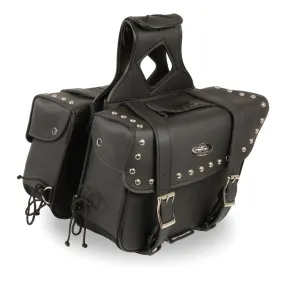 Medium Zip-Off PVC Slanted Throw Over Studded Saddle Bag(12X9X5X18)