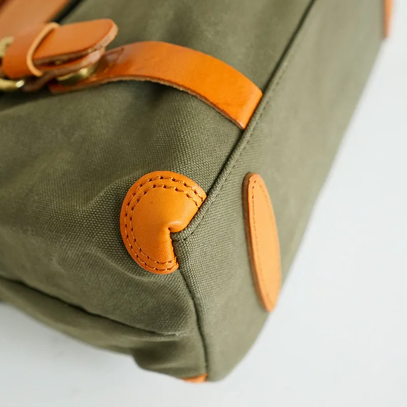 Messenger Bag Canvas Vegetable Tanned Leather Crossbody Bag-i7bags