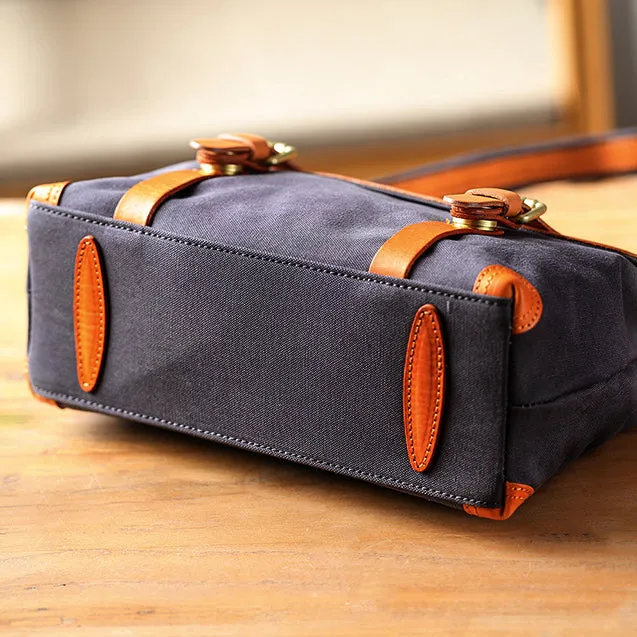 Messenger Bag Canvas Vegetable Tanned Leather Crossbody Bag-i7bags