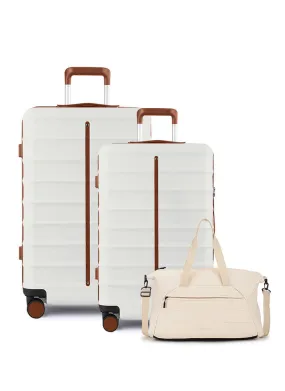 Odyssey Set of 2 & Float Duffle Combo | Sand White | Medium Large Hard Luggage & Duffle