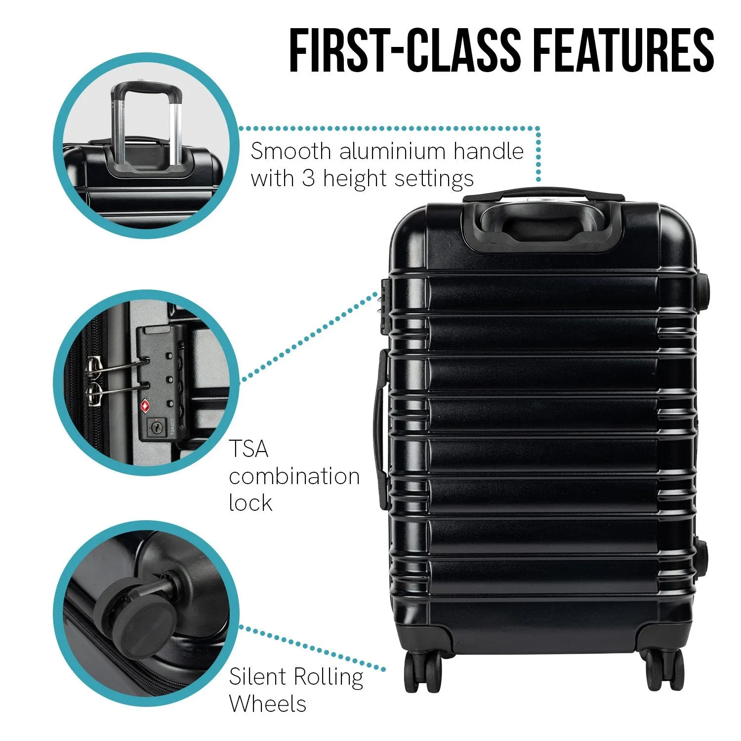 Olympus Noctis Suitcase 24in Hard Shell ABS PC - Stygian Black