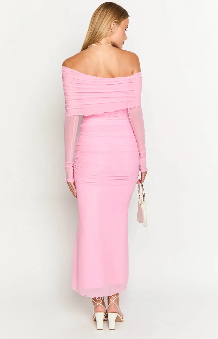 Opal Pink Long Sleeve Maxi Dress